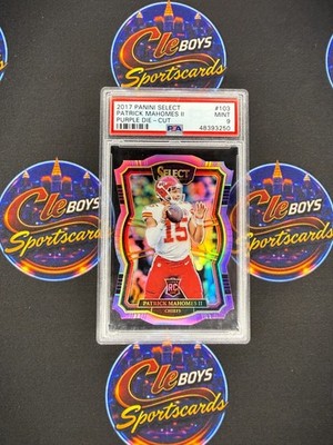 PATRICK MAHOMES 2017 Panini Select #103 Premier Purple Die Cut Rookie /75 PSA 9