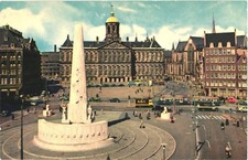 Netherlands Dam with Royal Palace and National Monument Vintage Postcard
