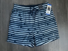 Nautica Swim Shorts Mens Large Blue Striped Print Mesh Lined Trunks w/Pockets