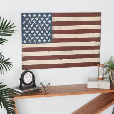 Jones 26 In. X 38 In. Red Metal Indoor Outdoor American Flag Wall Decor