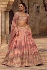 Reception Party Wear Pink Fancy Fabric Lehenga choli for Bride