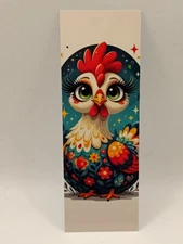 Henrietta’s Midnight Garden – Whimsical Folk Art Chicken Bookmark