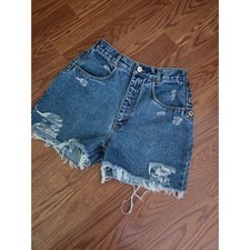 Lawman Western Vintage High Waisted Distressed Denim cutoff Shorts Blue Size 11