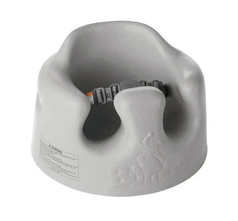 Bumbo Infant Floor Seat Baby Sit Up Chair w/Adjustable Harness, Cool Gray