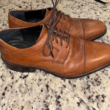 Johnston Murphy Brown Cap-toe Oxfords Leather 59-11566 Mens Size 9 Wide VGUC
