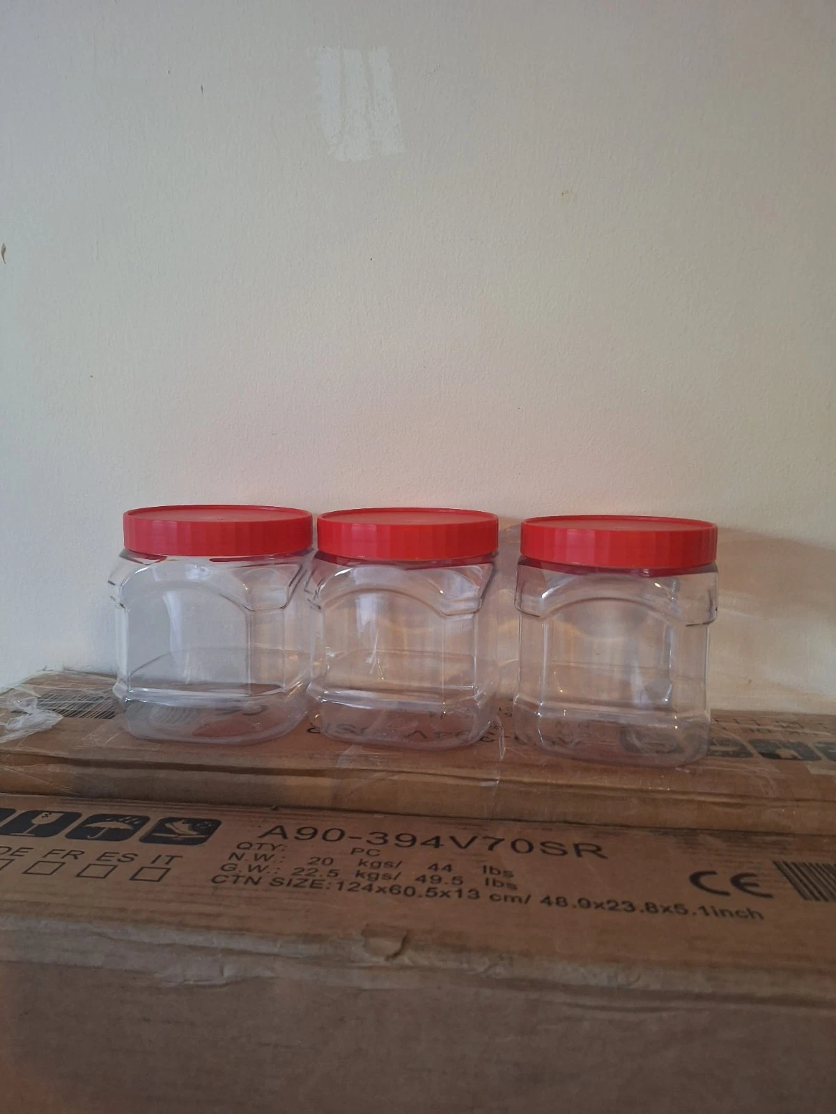 Clear Pet Plastic Jar Red Top 1500ml (Pack of 12)