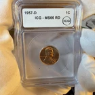1957-D Lincoln Wheat Cent MS66 RD ICG
