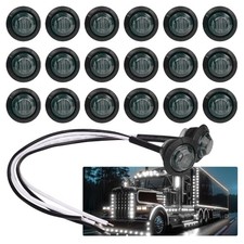 Pack of 20 3/4 Inch Smoked Lens White LED DC 12V Round Side Smoked/White