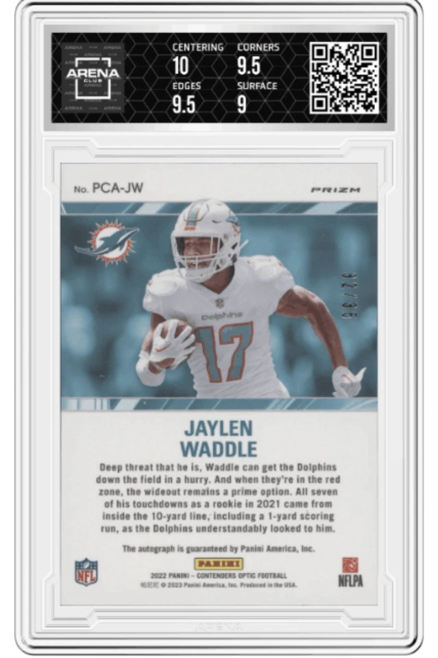 2022 Jaylen Waddle Contenders Optic Perennial Cont. Auto Orange 32/35 - Image 2 of 2