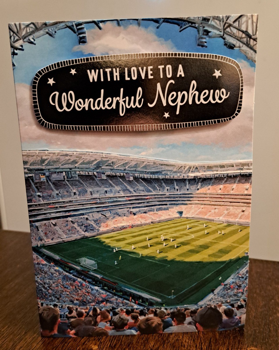 With Love To A Wonderful Nephew Football Card 19x13cm