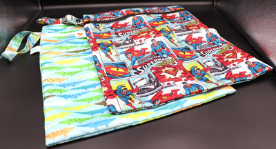 BUMKINS WATERPROOF WET BAG Lot of 2: Superman & Fish Pre-Owned