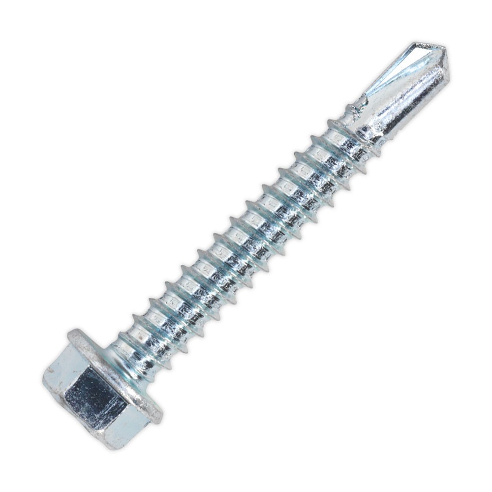 Sealey Self Drilling Screw 5.5 x 38mm Hex Head Zinc DIN 7504K Pack 100