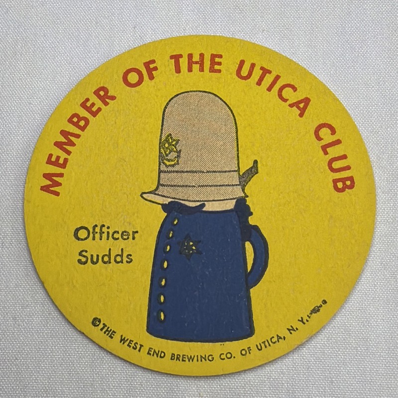 West End Brewing, Officer Suds, Member Of The Utica Club, Utica NY, 3.5”