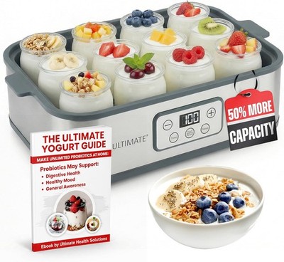 Ultimate Probiotic Yogurt Maker XL with 50% More Capacity, Adjustable Time, Temp