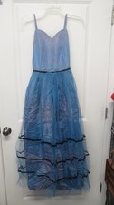 Vtg Blue Crinoline CanCan Long Slip / Dress - 40" long - Square Dance