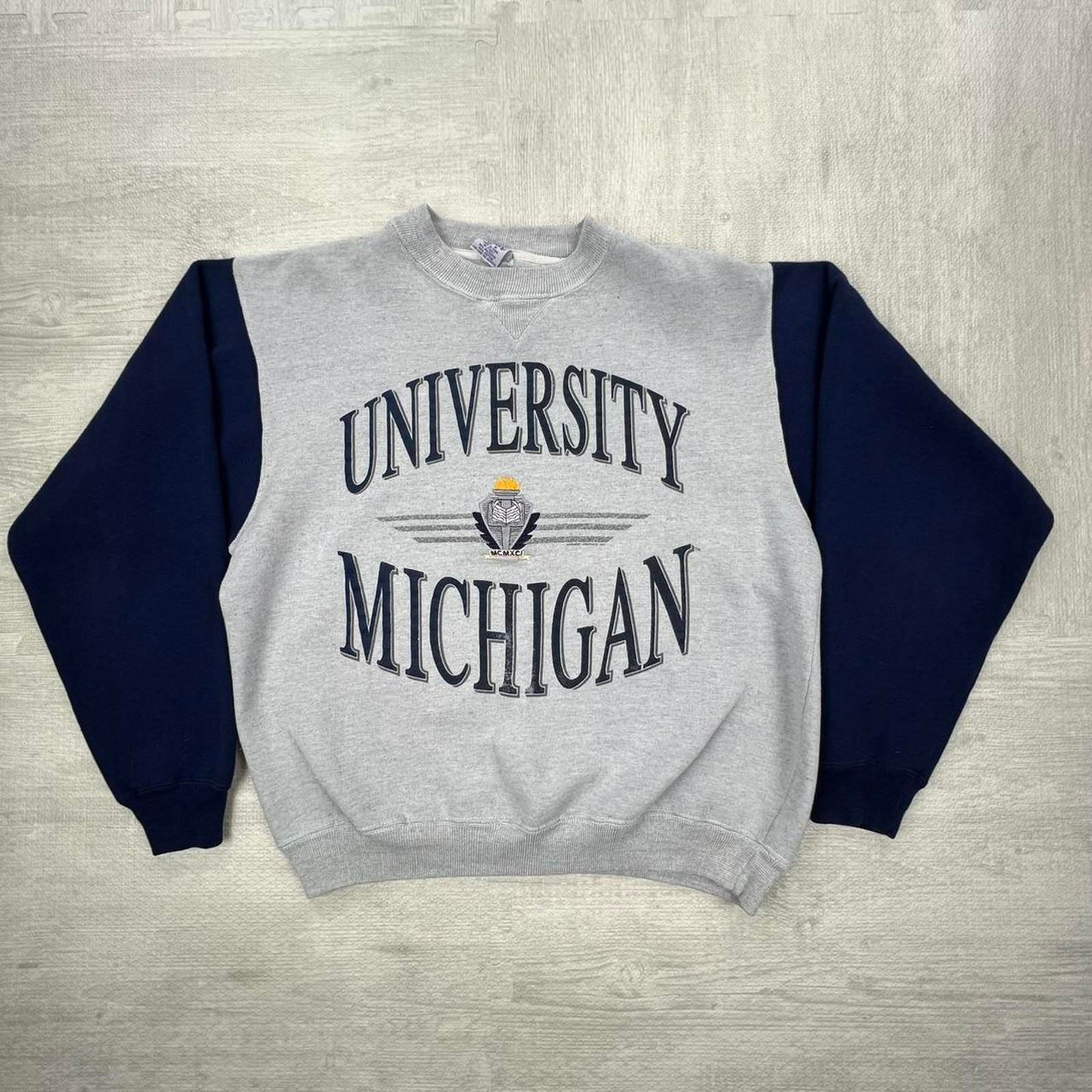 Vintage 90s Michigan Wolverines sweatshirt Size: Medium Grey blue NCAA college