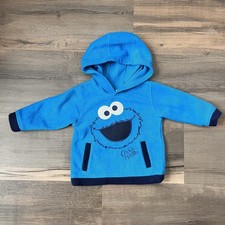 Y2K '07 Sesame Street Cookie Monster Blue Fleece Hoodie Size 18 Months