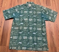 Woolrich Shirt Mens Large Made In USA All Over Fish Print Short Sleeve