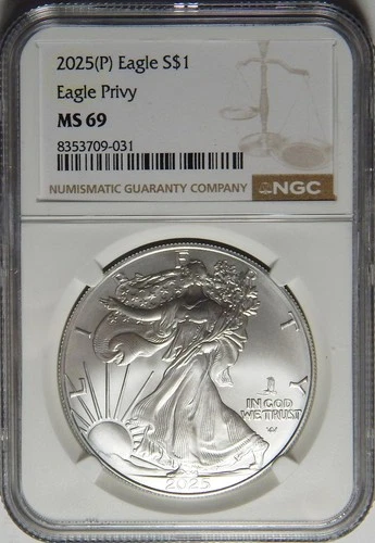 2025-P PRIVY NGC MS69 AMERICAN SILVER EAGLE
