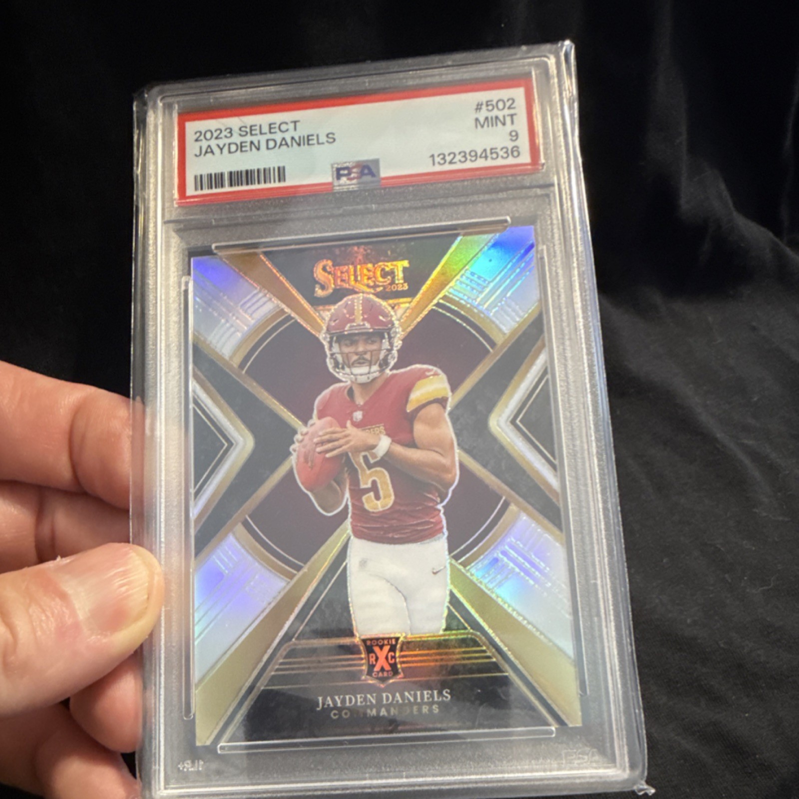 Panini Select 2024 Xrc Prizm Jayden Daniels #502 Rookie PSA 9 NFL Card view 2