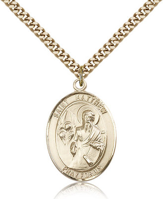 Saint Matthew The Apostle Medal For Men Gold Filled Necklace On 24 Chain 