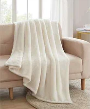 VCNY Home High Pile Plush Throw Ivory 50x60