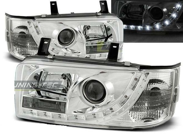 Scheinwerfer Paar Vw T4 Transporter 90-03 Daylight Led Chrom-image