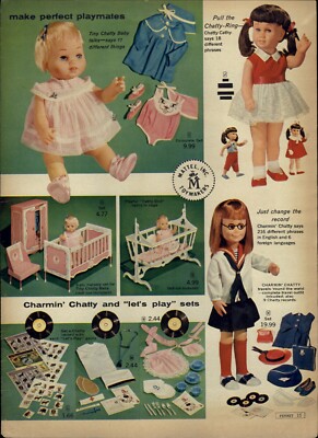 1963 PAPER AD PG Doll Chatty Cathy Tiny Kewpie Mama Walking Toddler  Brownie