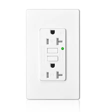 20 Amp GFCI Outlet Self-Test Ground Fault Receptacle with Wall Plate Screws ETL
