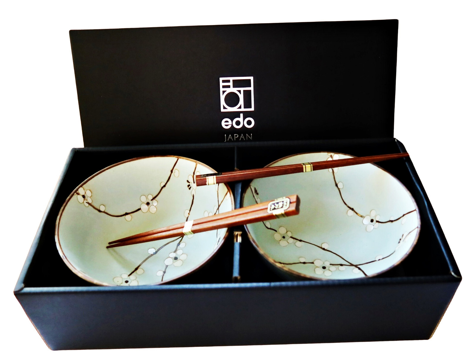 Udon Bowl Set HANA GREEN Japan, Ramen-Set, für 2 Personen, 2 Schalen