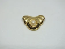 Beautiful Pendant Slide Gold Tone Faux Pearl Cabochon 1 1/4 x 3/4" NICE