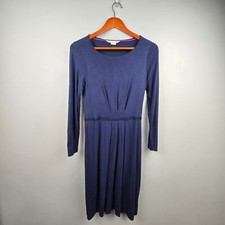 BODEN Long Sleeve Soft Midi Dress Modest Navy Womens Size 8 Office Business