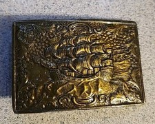 Tiffany Studio Nautical Schooner Ship Vintage Brass Belt Buckle
