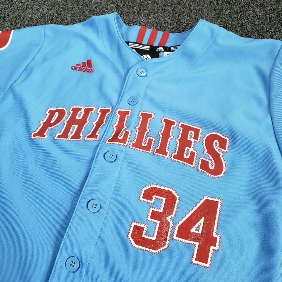 Roy Halladay #34 Jersey Youth M Phillies Powder Blue MLB Adidas Cooperstown - Image 3 of 4