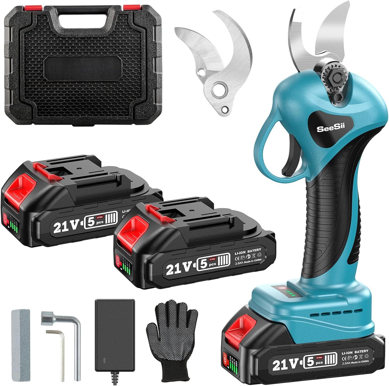 Tijeras de podar eléctricas cortadoras inalámbricas podadoras tijeras rama vivero 2*batería