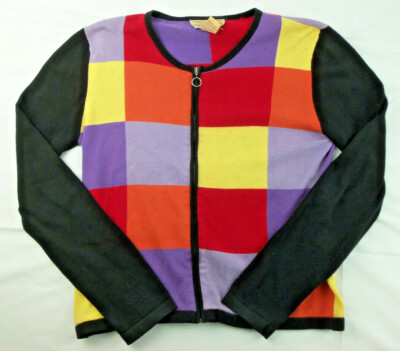 Telluride Clothing Company Zip Up Varsity Style Cardigan Color Block S Small