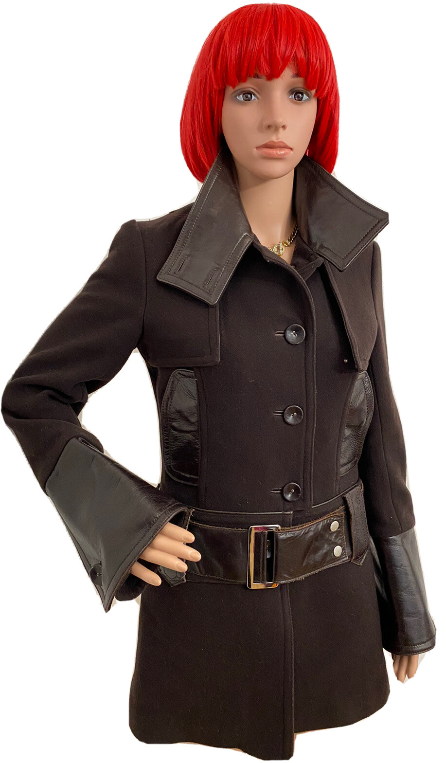 RUDSAK Wool/ Leather  Coat Women Brown Jacket MP $1300