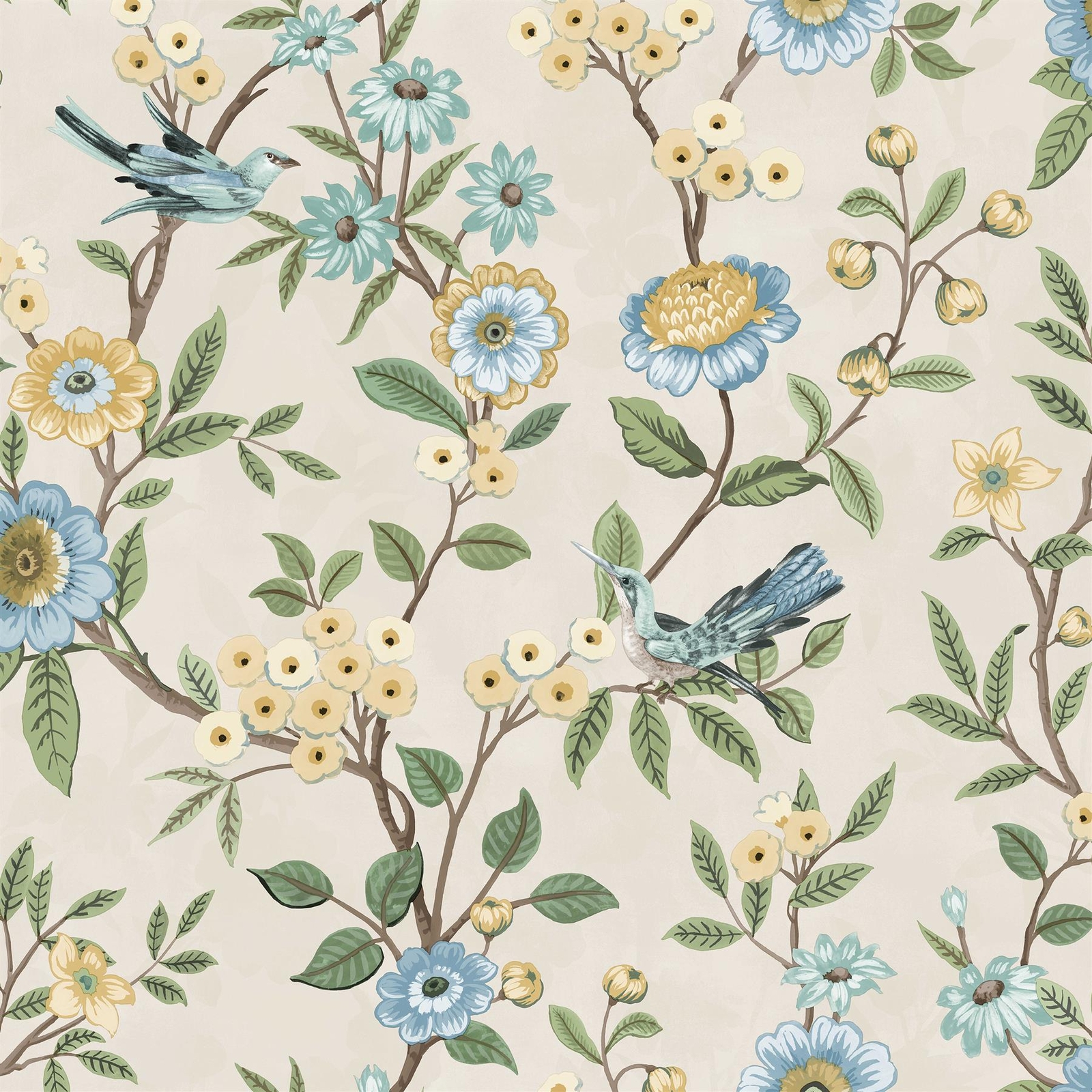Eleanor Floral Birds Natural Wallpaper 10.05m Washable Nature Inspired Design - Image 3