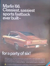 Print Ad 1960's AMC Marlin Party 6 Sports Fastback Classy Sassy