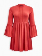 Torrid women’s cranberry Mini Jersey Mock Neck Skater Dress plus sz 1 new w tags