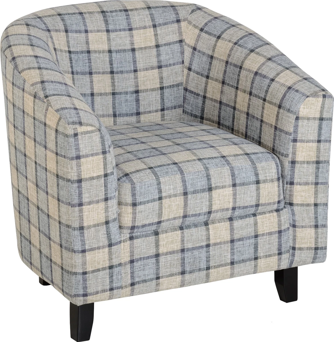 Grey Check Fabric Tub Chair W76cm x D72cm x H77cm HARRY eBay