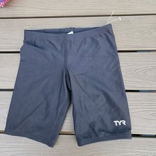 TYR Durafast Solid Black Swimwear Youth Boy Jammer Size 22 New Sample