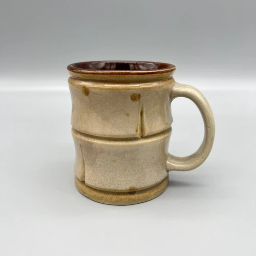 VTG Capodimonte Stoneware Bamboo Style Coffee Mug Marked Tiki Style Beige HTF