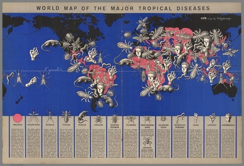 World Map of the Major Tropical Diseases : Boris Artzybasheff : 1922 : Art Print - Picture 2 of 2