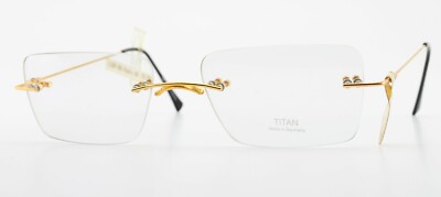 VIDI VICI Brille Rialto 1000 Titan Luxury Rimless Square 22K Gold 1990s Germany