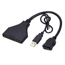 HDMI 2.0 Splitter Cable Adapter, 1 to 2 Way One HDMI Female to Dual HDMI Female