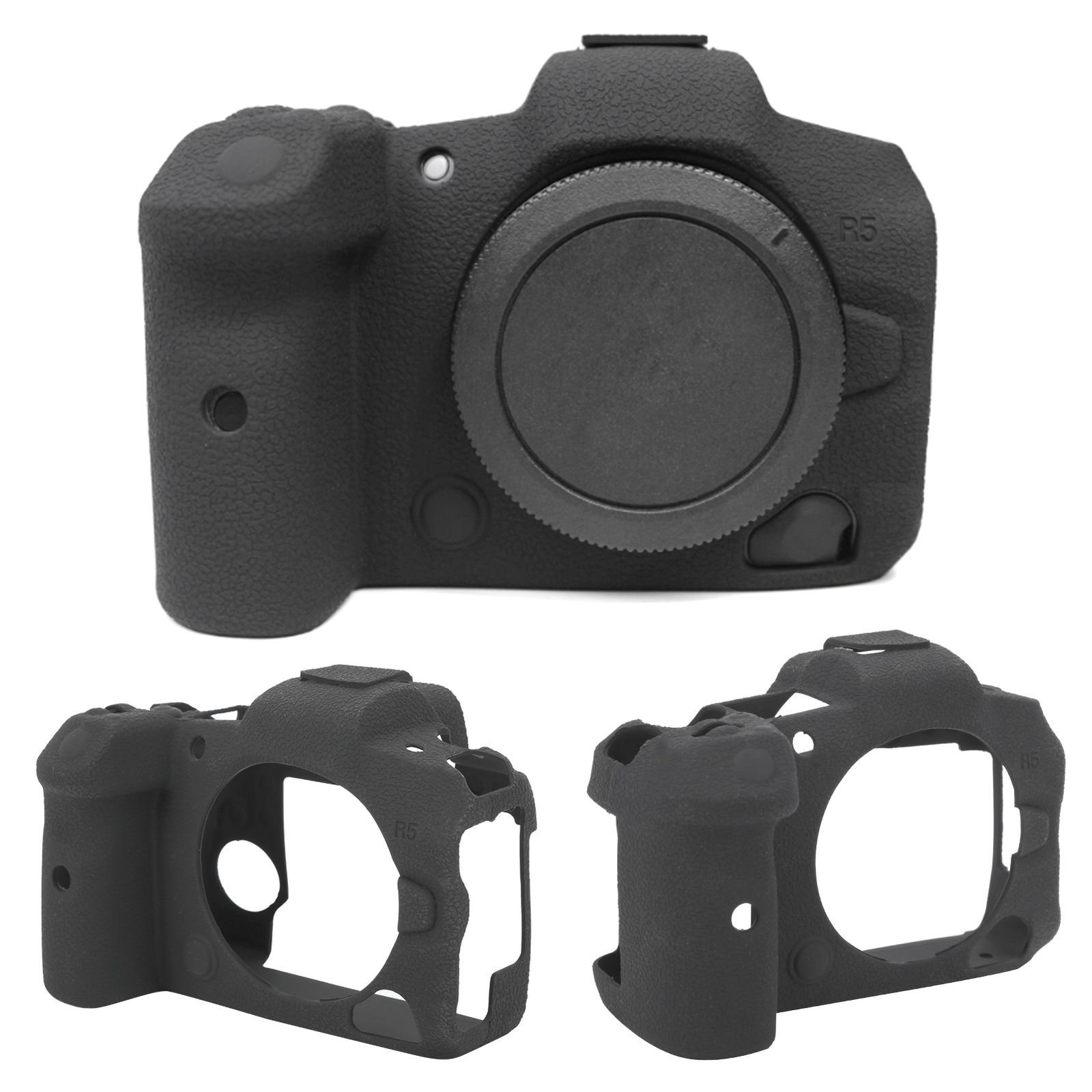 Digital Camera Black Lychee Pattern Silicone Cover Protective Casing For Can LJ-image