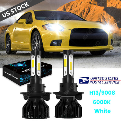 For Mitsubishi ECLIPSE 2006-2012 - 2x 4Side 9008 / H13 LED Headlight White Bulbs
