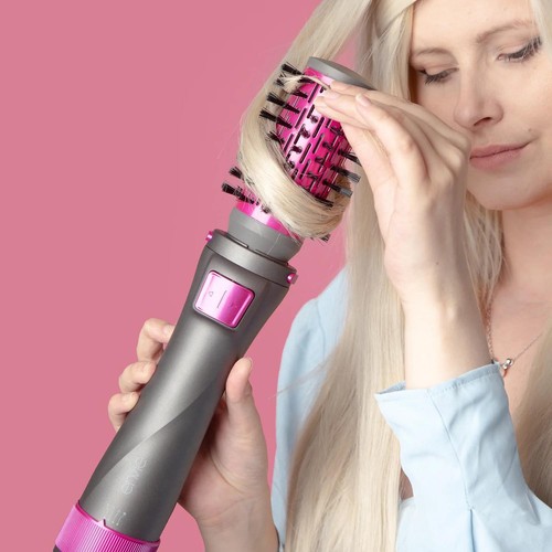 Envie Big hair Rotating Styling Brush with 3 Heat settings, Grey/Pink
