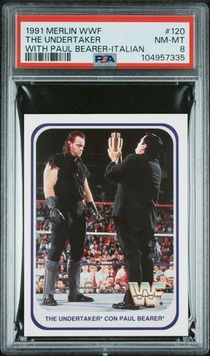 1991 Merlin Italian WWF Wrestling The Undertaker PSA 8 RC #120 CON Paul Bearer